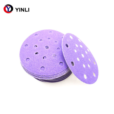 Móc gốm màu tím và vòng lặp Đĩa chà nhám Zirconia 6 inch Đĩa chà nhám 80 Grit